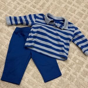 Old Navy Light Blue and Royal Blue Striped Baby Polo